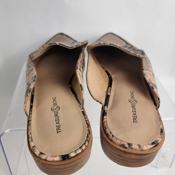 Treasure & Bond Womens 6.5 Tan Snake Print Slip On Mules Business Casual Office - Picture 8 of 11